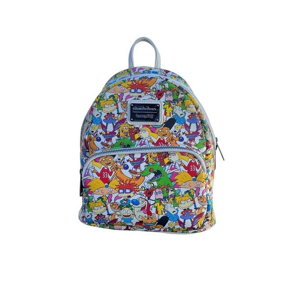 Retro Loungefly Nickelodeon Nick 90'S Rewind Gang Print allover Mini Backpack - Picture 2 of 14